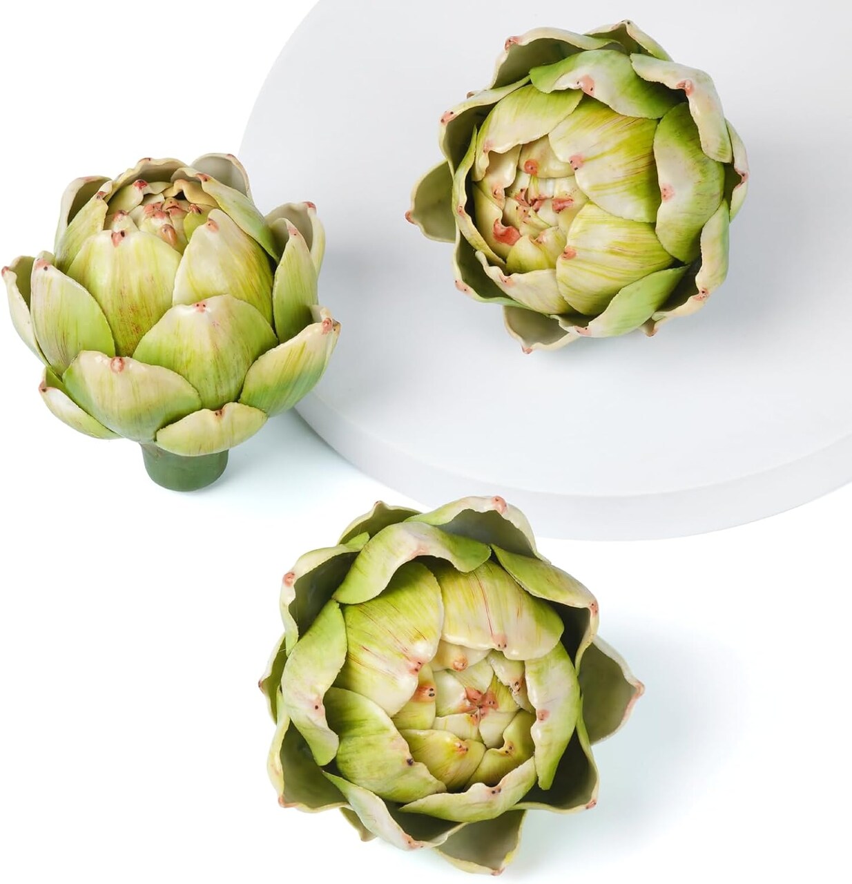3-Piece Large Faux Artichokes – Realistic Artificial Vegetables for Home, Kitchen, Table, or Party Centerpiece and Bowl Fillers